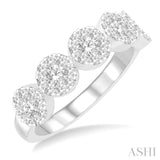 1.00 ctw 5-Stone Lovebright Round Cut Diamond Ring in 14K White Gold