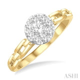 3/8 ctw Lovebright Round Cut Diamond Paperclip Link Engagement Ring in 14K Yellow and White Gold