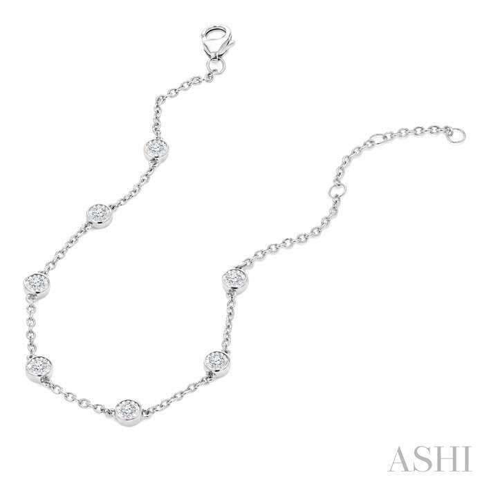 Silver Diamond Station Chain Bracelet