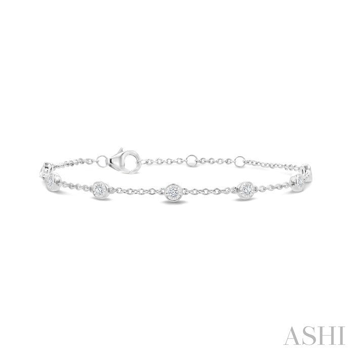 Silver Diamond Station Chain Bracelet