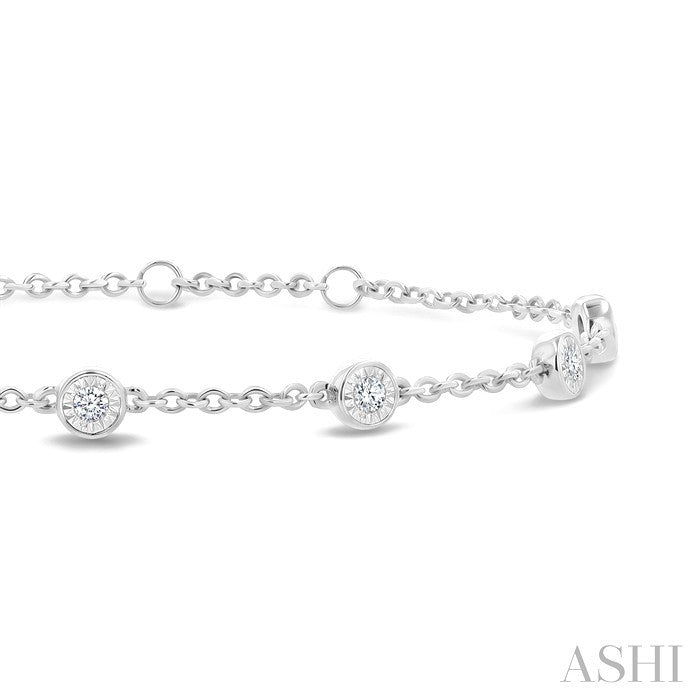 Silver Diamond Station Chain Bracelet