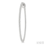 1.00 ctw Inside-Out Round Cut Diamond 1 1/2 Inch Hoop Earrings in 14K White Gold