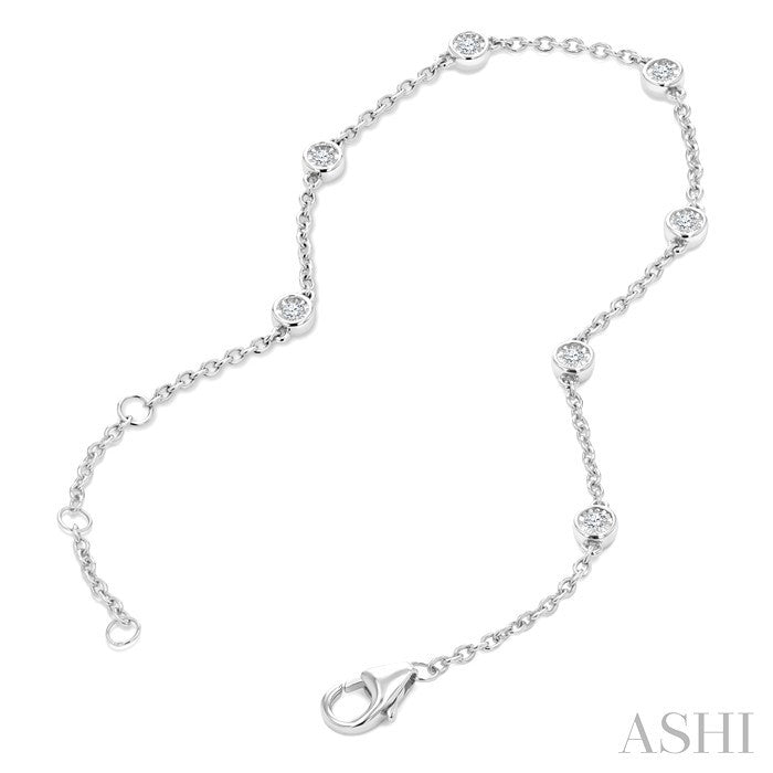 Silver Diamond Station Chain Bracelet