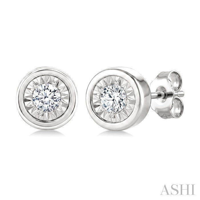 Silver Diamond Stud Earrings