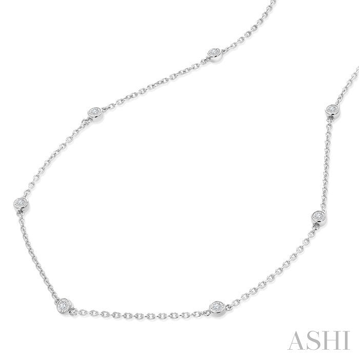 Silver Diamond Station Necklace