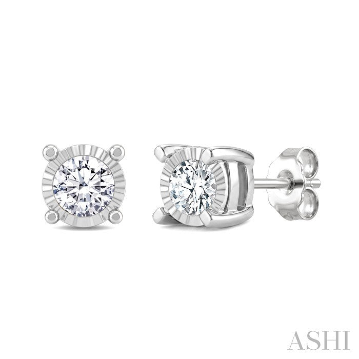 Silver Miracle Plate Diamond Fashion Stud Earrings