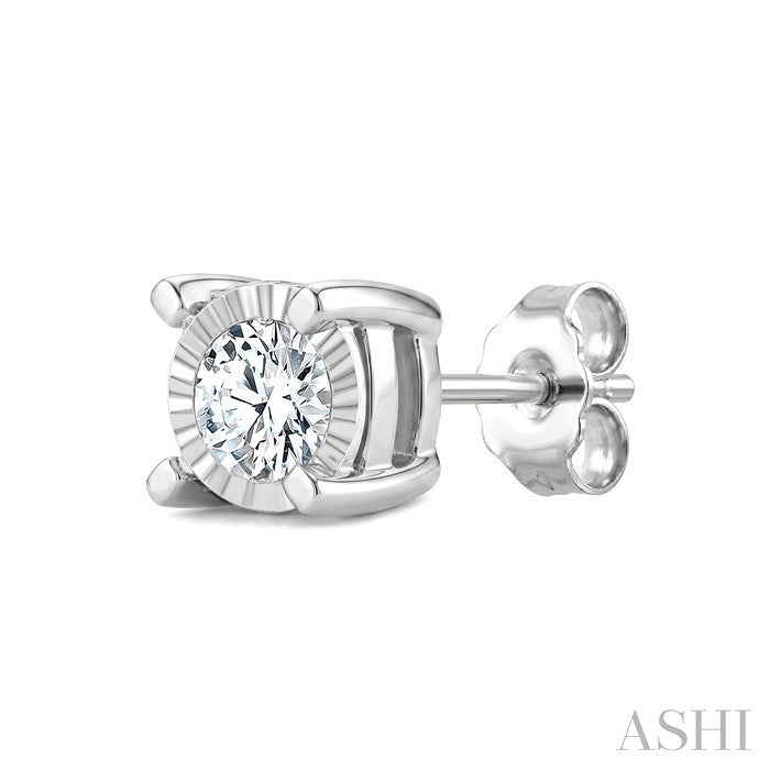 Silver Miracle Plate Diamond Fashion Stud Earrings