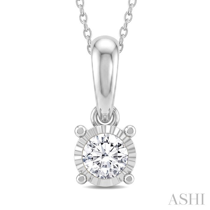 Silver Miracle Plate Diamond Fashion Solitaire Pendant