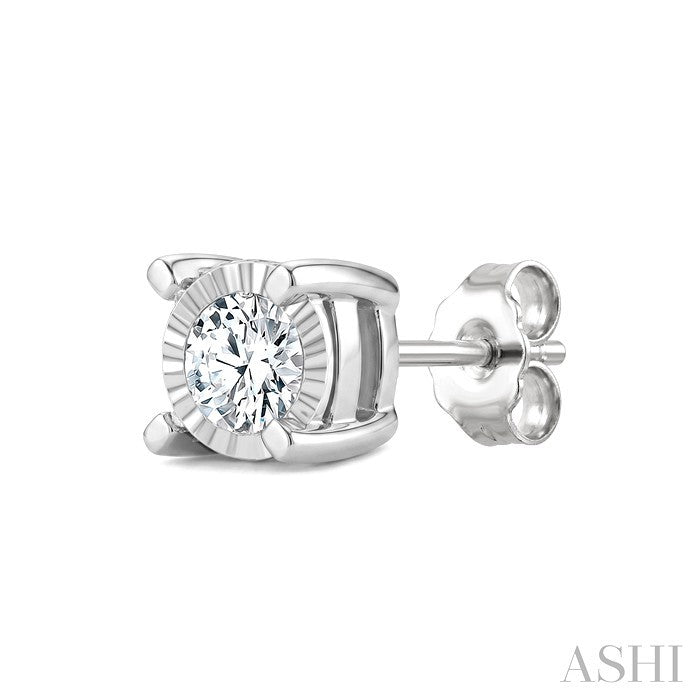 Silver Miracle Plate Diamond Fashion Stud Earrings
