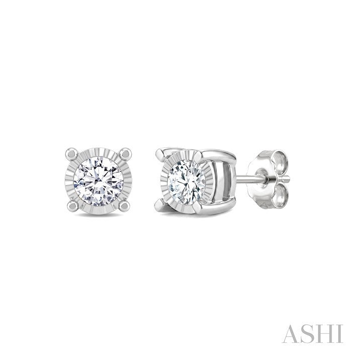 Silver Miracle Plate Diamond Fashion Stud Earrings