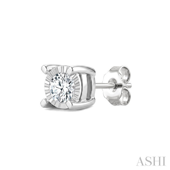Silver Miracle Plate Diamond Fashion Stud Earrings