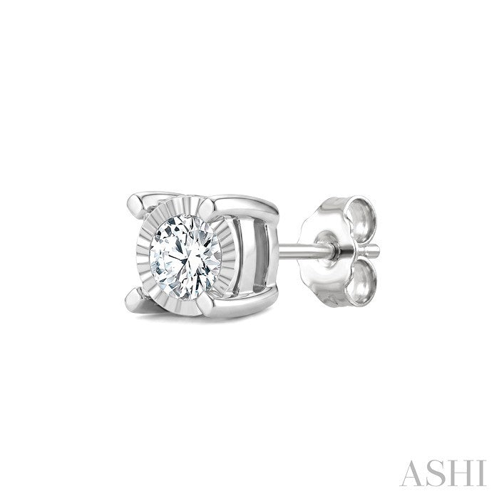 Silver Miracle Plate Diamond Fashion Stud Earrings