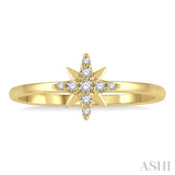 1/10 ctw Star Center Round Cut Diamond Petite Fashion Ring in 10K Yellow Gold