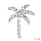 1/10 Ctw Palm Tree Round Cut Diamond Petite Fashion Earring in 10K White Gold