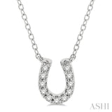 1/10 ctw Horseshoe Charm Round Cut Diamond Petite Fashion Pendant With Chain in 10K White Gold