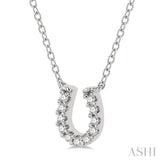 1/10 ctw Horseshoe Charm Round Cut Diamond Petite Fashion Pendant With Chain in 10K White Gold