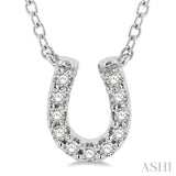 1/10 ctw Horseshoe Charm Round Cut Diamond Petite Fashion Pendant With Chain in 10K White Gold