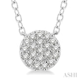 1/8 ctw Disc Shape Round Cut Diamond Petite Fashion Pendant With Chain in 10K White Gold