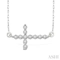 Silver Sideway Cross Diamond Fashion Pendant