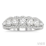 1.00 ctw Baguette and Round Cut Diamond Fashion Ring in 14K White Gold