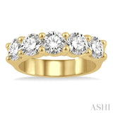 2 1/2 ctw 5 Stone Round Cut Diamond Wedding Band in 14K Yellow Gold