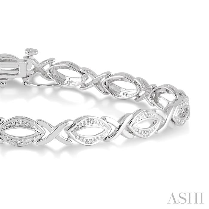 Silver 'X' Shape Diamond Bracelet