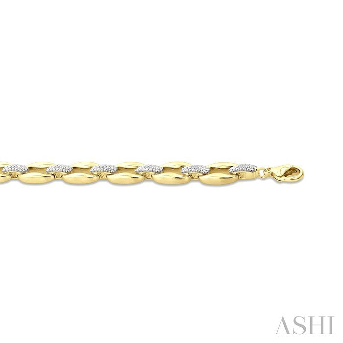 Gold Vermeil Bold Oval Shape Link Diamond Fashion Bracelet