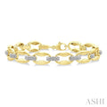 Gold Vermeil Bold Oval Shape Link Diamond Fashion Bracelet