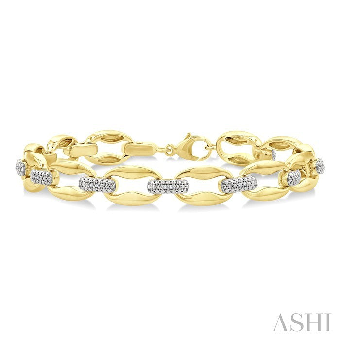 Gold Vermeil Bold Oval Shape Link Diamond Fashion Bracelet