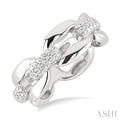Silver Bold Oval Shape Link Diamond Fashion Ring