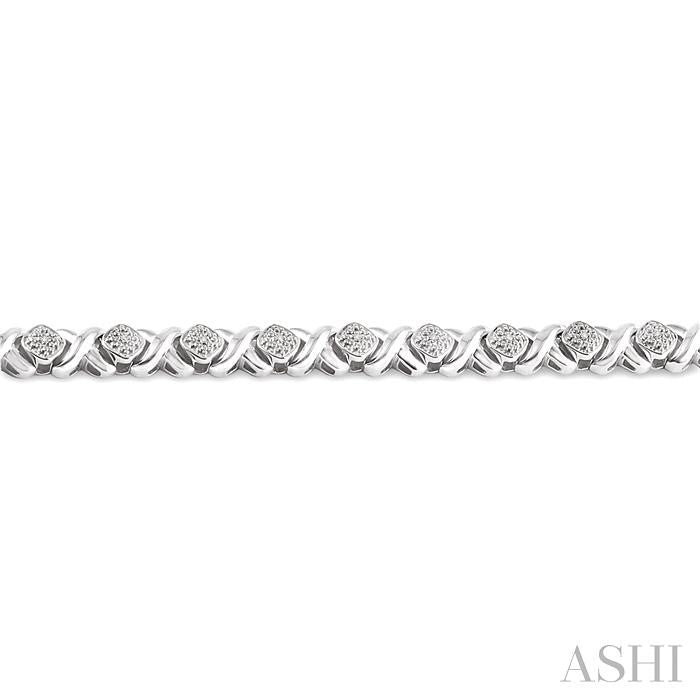 Silver 'X' Shape Diamond Bracelet