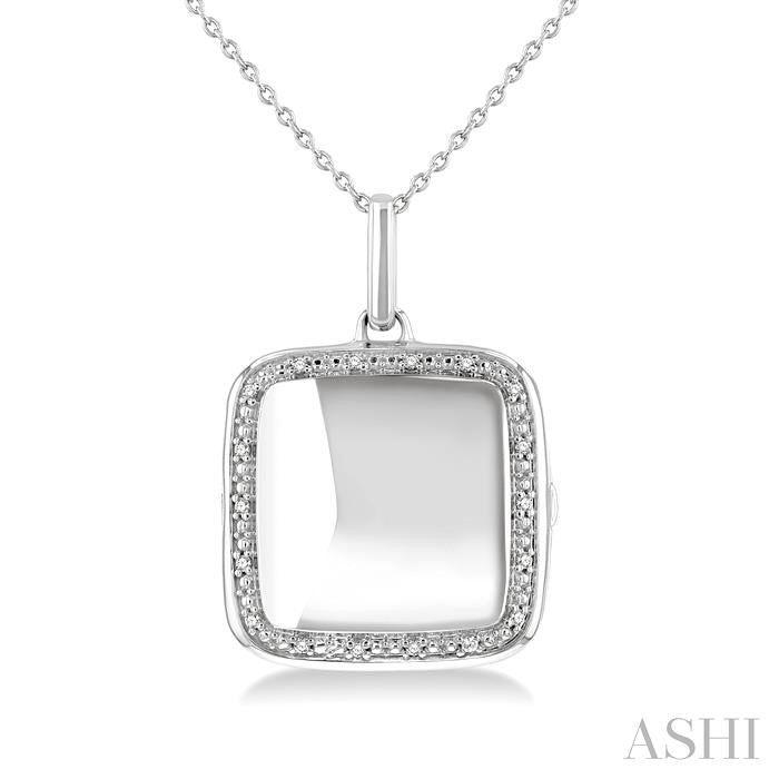 Silver Square Diamond Locket Pendant
