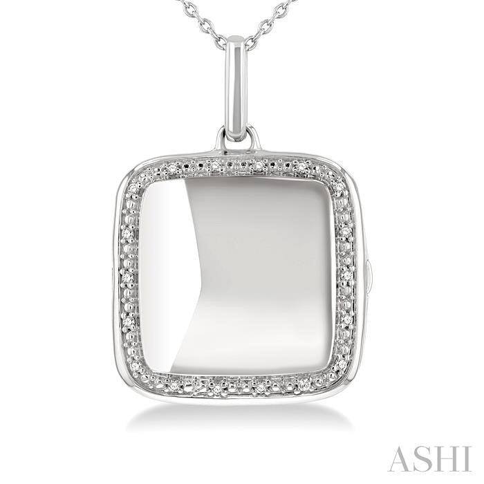 Silver Square Diamond Locket Pendant