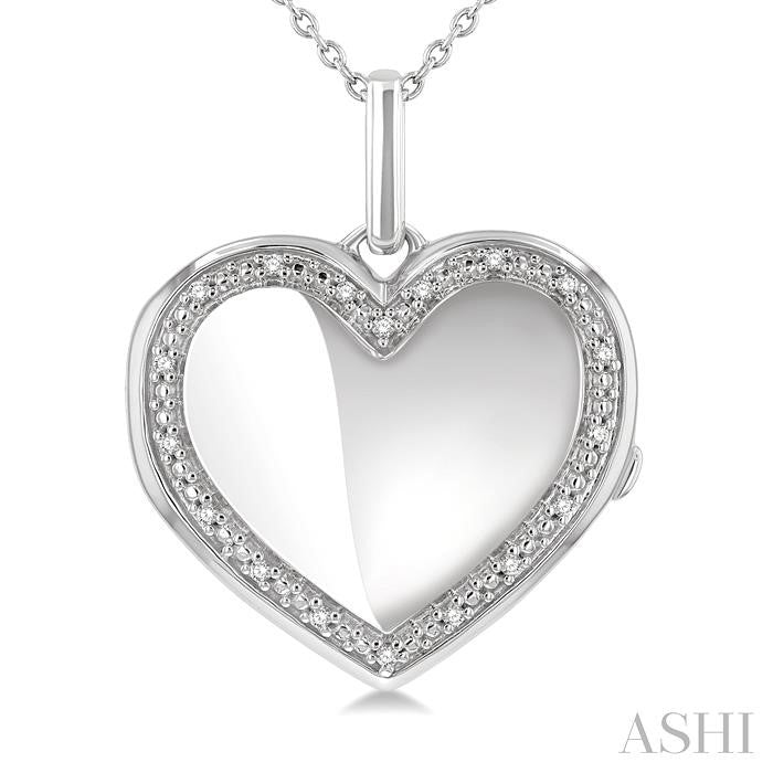 Silver Heart Shape Diamond Locket Pendant