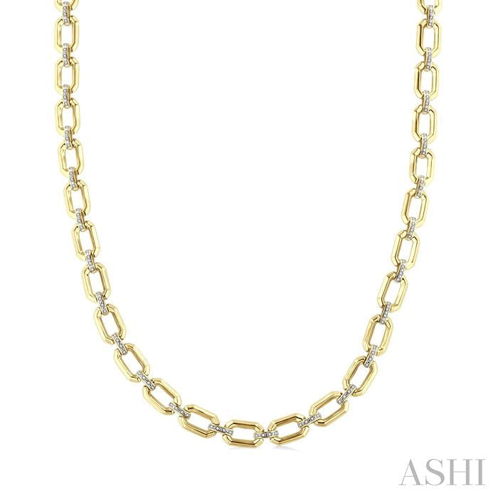 Gold Vermeil Bold Rectangular Shape Link Diamond Necklace