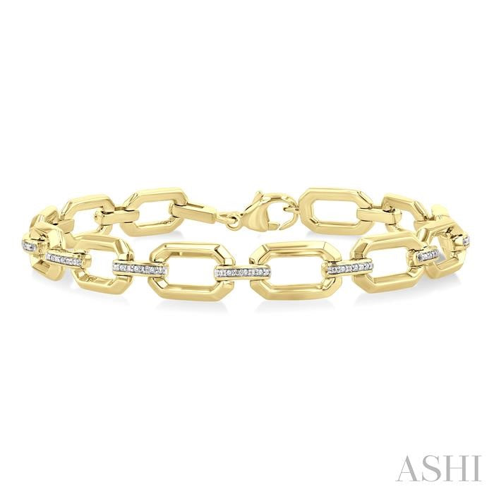 Gold Vermeil Bold Rectangular Shape Link Diamond Fashion Bracelet