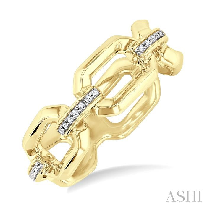 Gold Vermeil Bold Rectangular Shape Link Diamond Ring