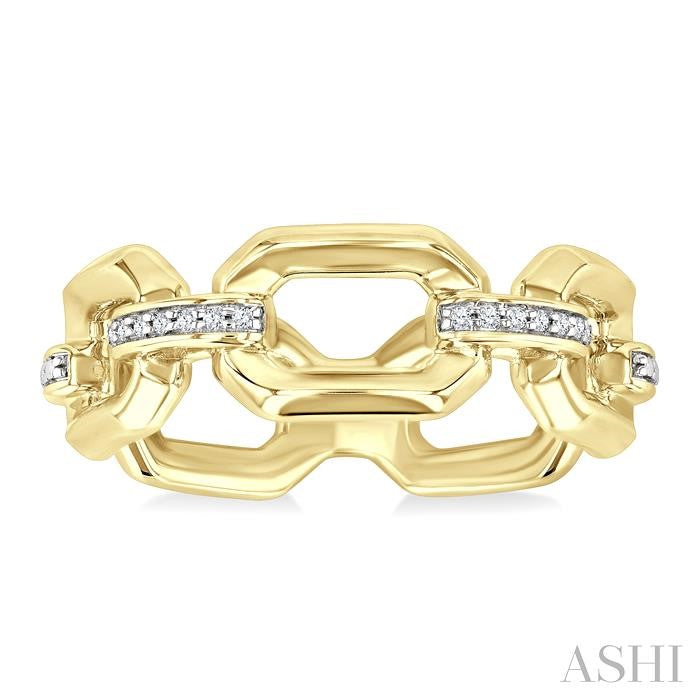 Gold Vermeil Bold Rectangular Shape Link Diamond Ring