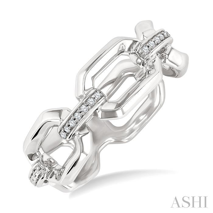 Silver Bold Rectangular Shape Link Diamond Ring
