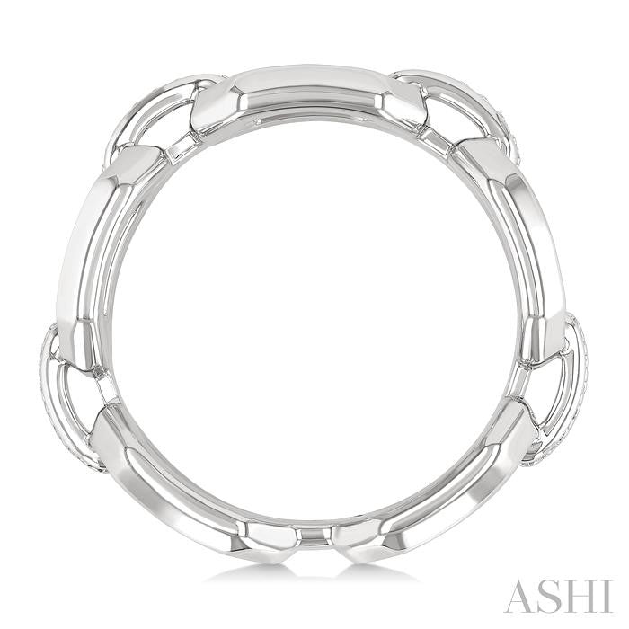 Silver Bold Rectangular Shape Link Diamond Ring