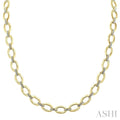 Gold Vermeil Bold Oval Shape Link Diamond Necklace