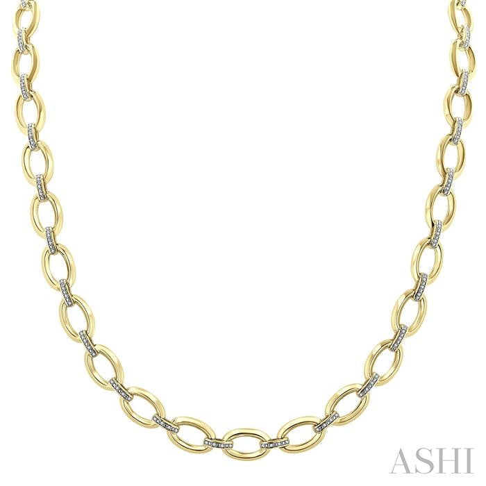 Gold Vermeil Bold Oval Shape Link Diamond Necklace