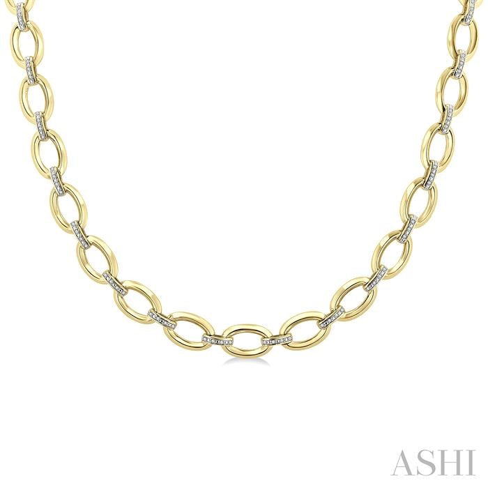 Gold Vermeil Bold Oval Shape Link Diamond Necklace