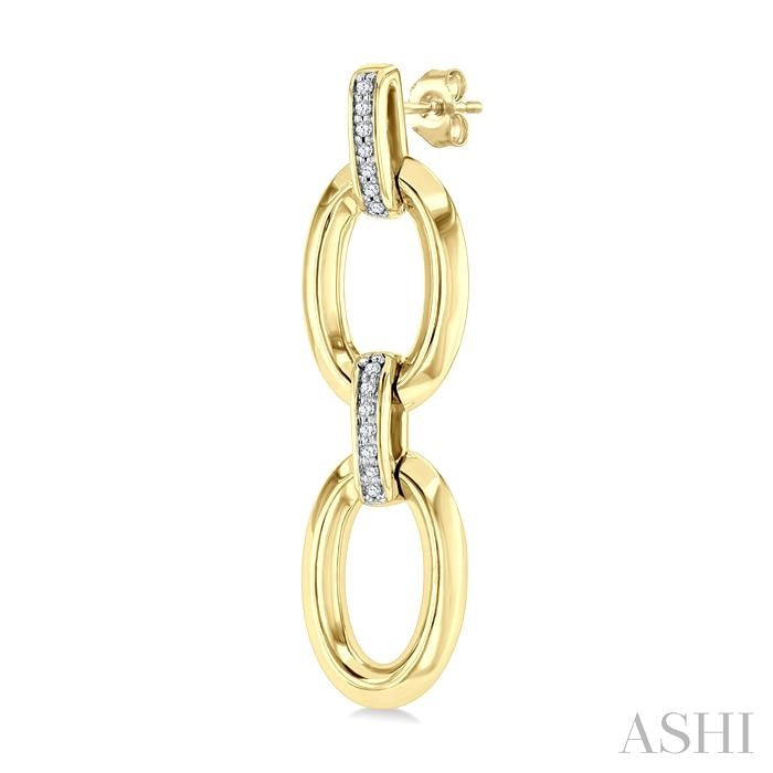 Gold Vermeil Bold Oval Shape Link Diamond Earrings