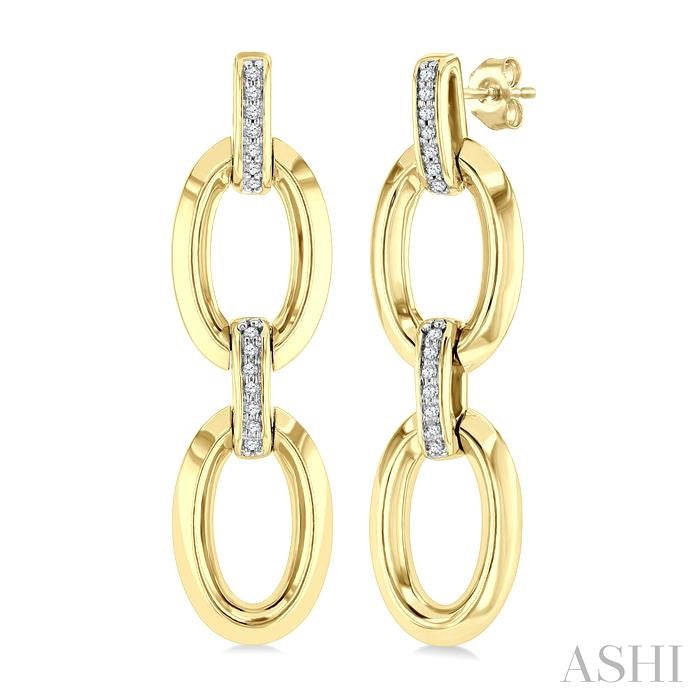 Gold Vermeil Bold Oval Shape Link Diamond Earrings