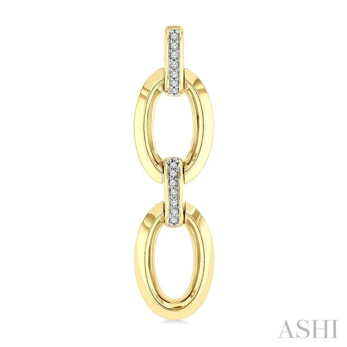 Gold Vermeil Bold Oval Shape Link Diamond Earrings