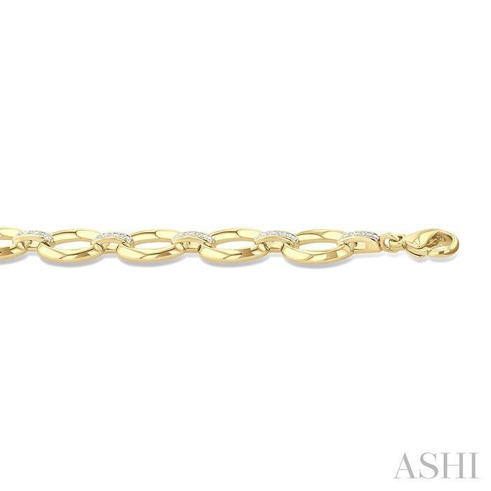 Gold Vermeil Bold Oval Shape Link Diamond Fashion Bracelet