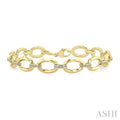 Gold Vermeil Bold Oval Shape Link Diamond Fashion Bracelet