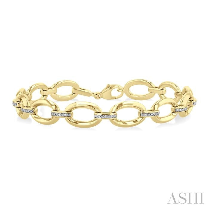 Gold Vermeil Bold Oval Shape Link Diamond Fashion Bracelet