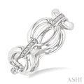 Silver Bold Oval Shape Link Diamond Ring